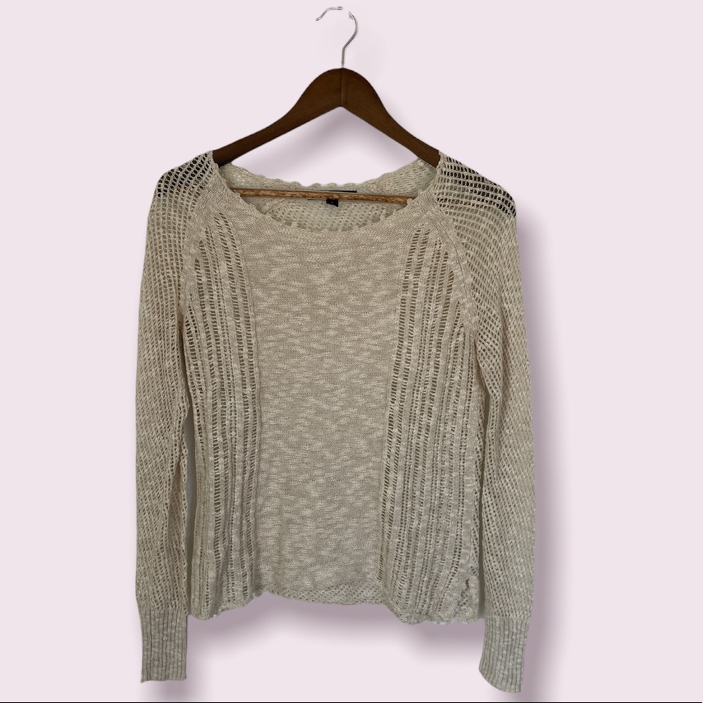 💜 Women’s Tahari Cream Long Sleeve Top Size Small